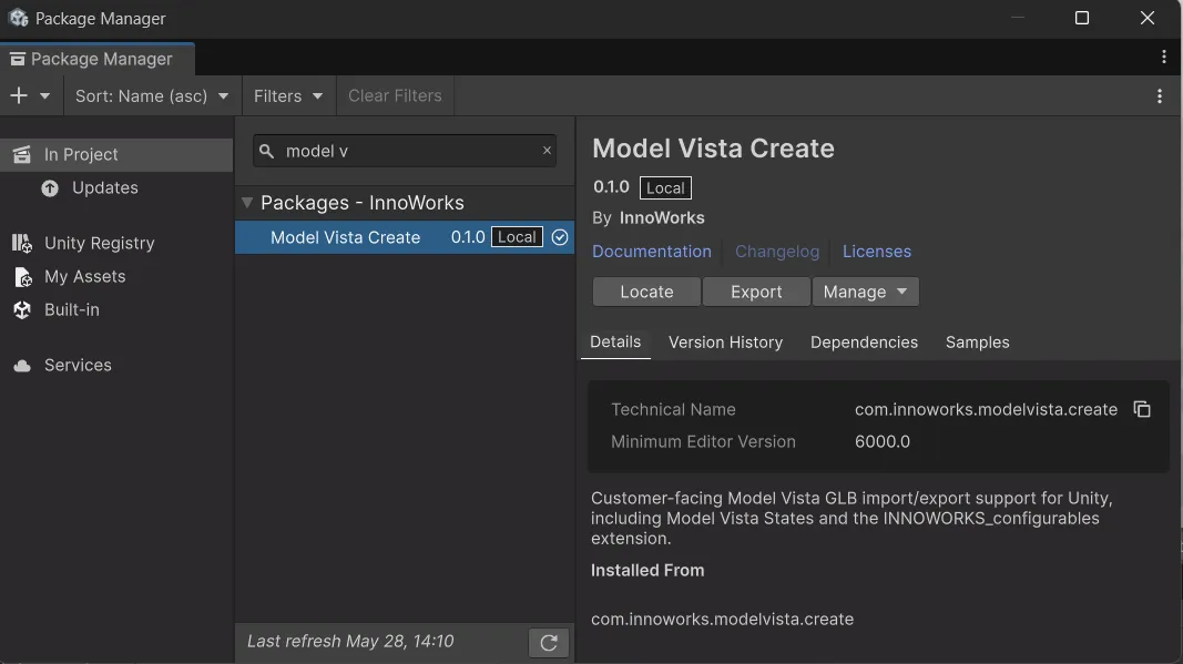 Quick Start in Unity package